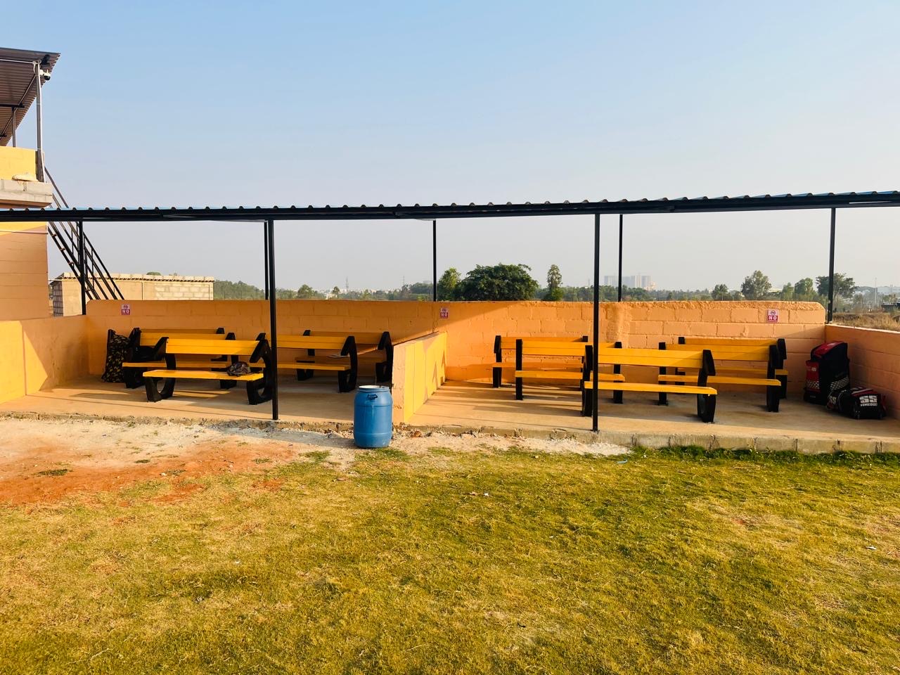 NCA Greenfield team dugout cricket ground Bangalore