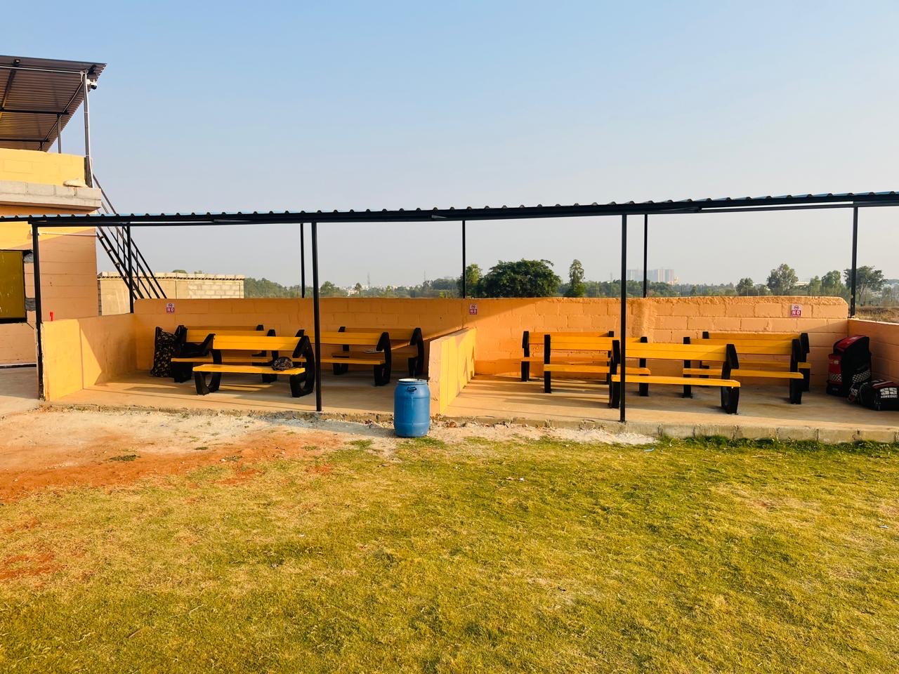 NCA Greenfield team dugout cricket ground Bangalore